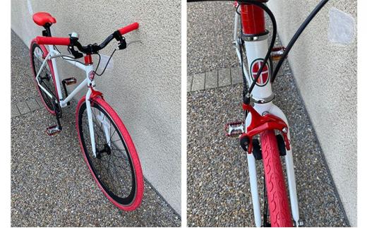 POSTINO シングルスピードバイク 700×28C【ホワイト×レッド】P603【フレームサイズ460mm】