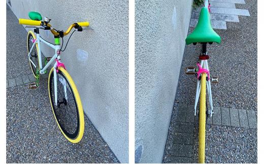 POSTINO シングルスピードバイク 700×28C【ホワイト×イエロー×グリーン】P606【フレームサイズ460mm】