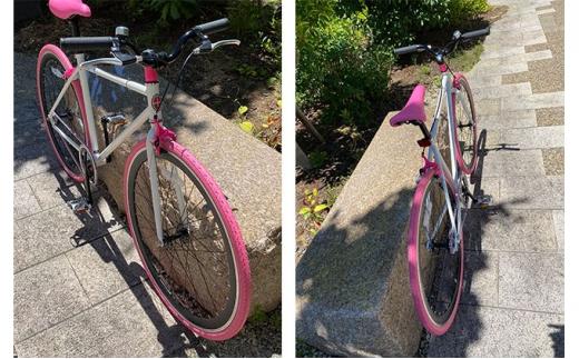 POSTINO シングルスピードバイク 700×28C【ホワイト×ピンク】P607【フレームサイズ500mm】