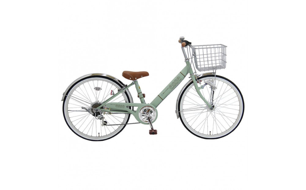 完成品でお届け! 子供用自転車 esse 24インチ シマノ6段変速 オートライト 子供 自転車 【マカロンオリーブ】 小学生   シンプル 低床フレーム 安全基準BAA適合車 エッセ 大阪府 堺市 完全組立 整備済発送