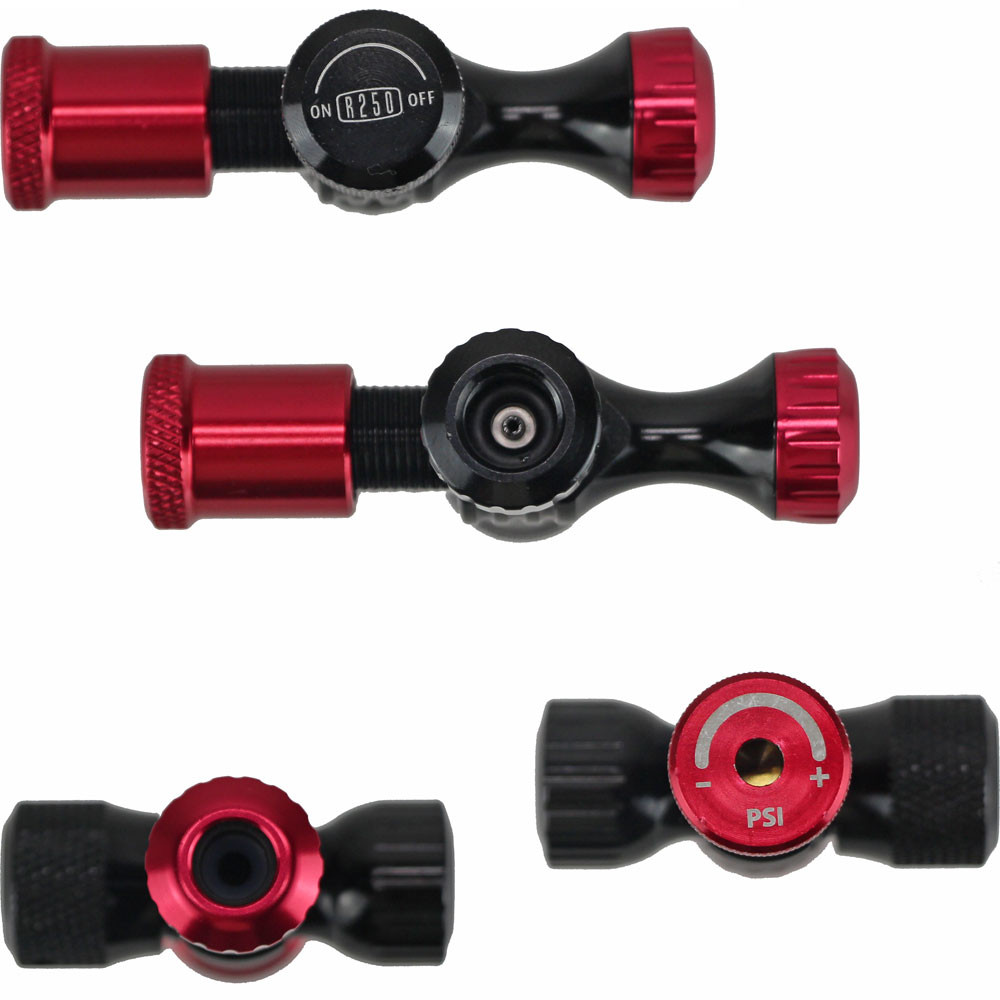 R250 プリセット型CO2インフレーター  ブラック/レッド 空気圧計付 仏式