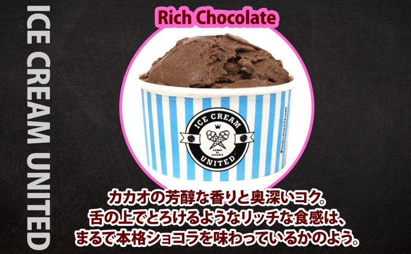 【 ICE CREAM UNITED 】オリジナルジェラート リッチチョコ 100ml × 4個 チョコレート チョコ カカオ 濃厚 低脂質 低糖質 グルテンフリー イタリアンジェラート アイス 本場 スイーツ デザート お取り寄せスイーツ 贈答品 送料無料 大阪府 堺市