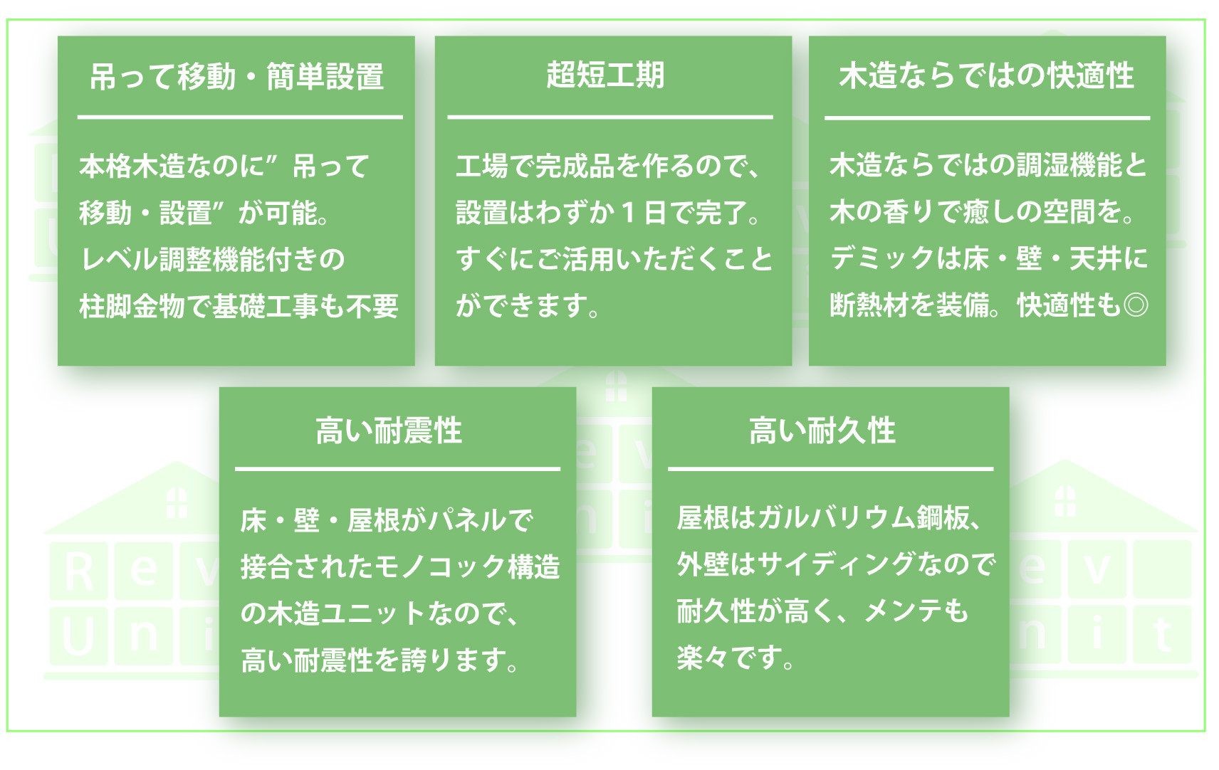 簡単設置の本格木造ユニット レブユニット「デミック」4型