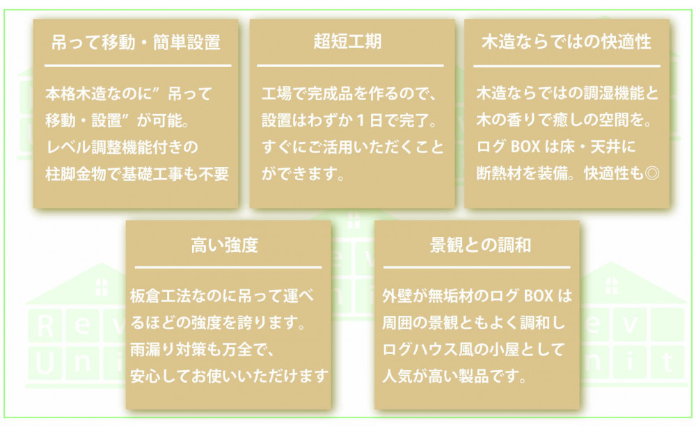 無垢の外観が素敵なレブユニット「ログBOX」4型