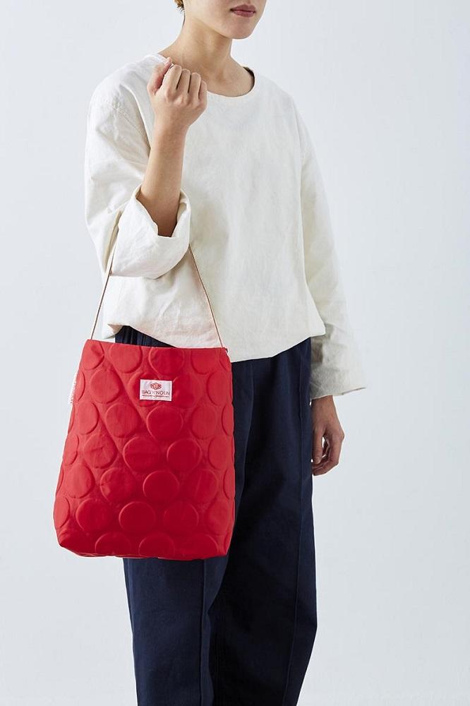 【ふるさと納税】ドット柄がかわいい！バッグンナウンのミニトートバッグ（レッド）