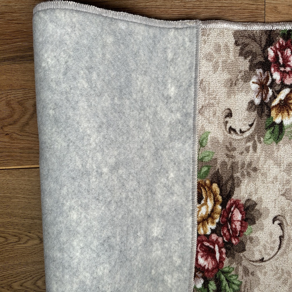 クラシックフラワーラグ88×176 〈ベージュ〉