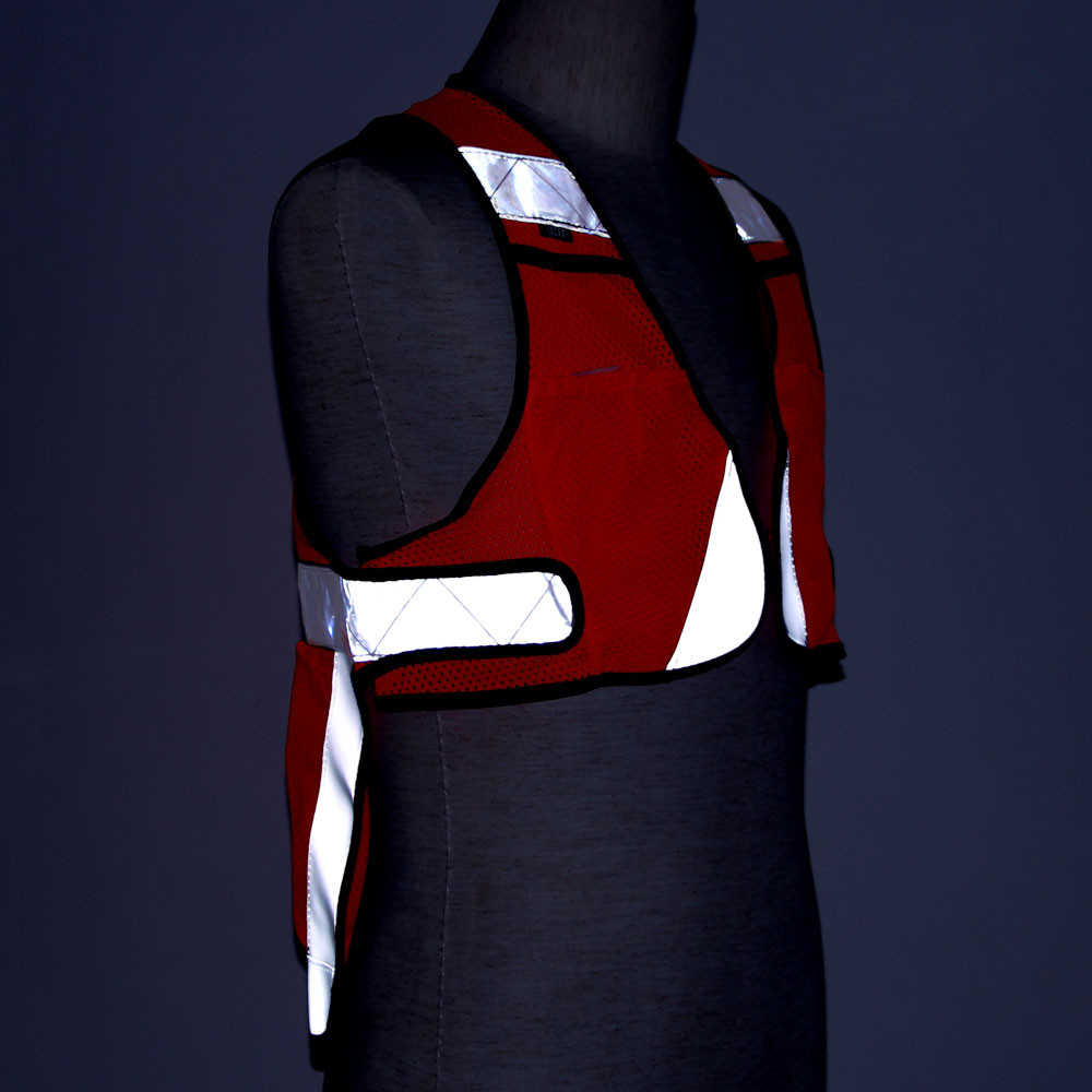 R250 サイクル反射ベスト  ポケット付きロング フリーサイズ  ネオンオレンジ