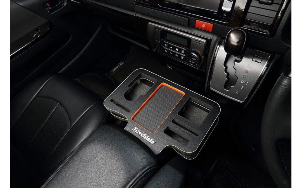 【トヨタ 200系ハイエース用】ドリンク&スマホホルダー レザーブラック