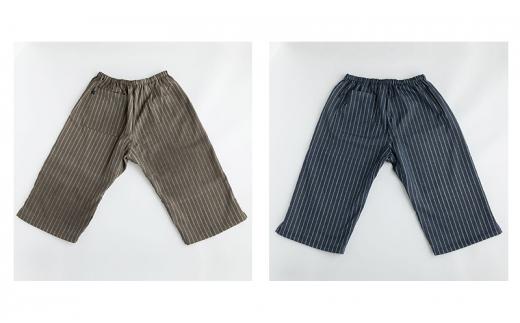 角野晒染　和晒ガーゼ ステテコ　ストライプ アンティークグリーン Lサイズ