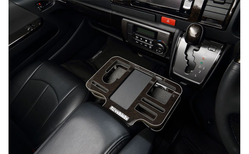 【トヨタ 200系ハイエース用】ドリンク&スマホホルダー　マホガニー