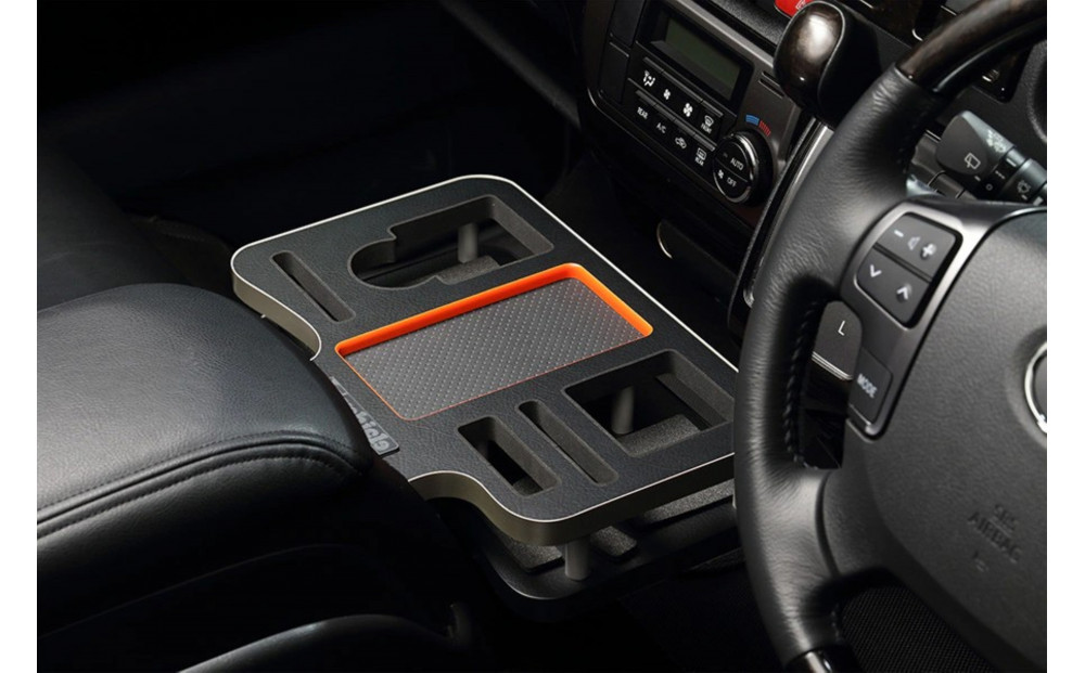 【トヨタ 200系ハイエース用】ドリンク&スマホホルダー レザーブラック