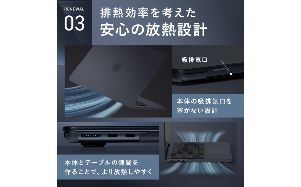 【堺市企画】Macbook カバー Air15inch ミッドナイト HOGOTECH
