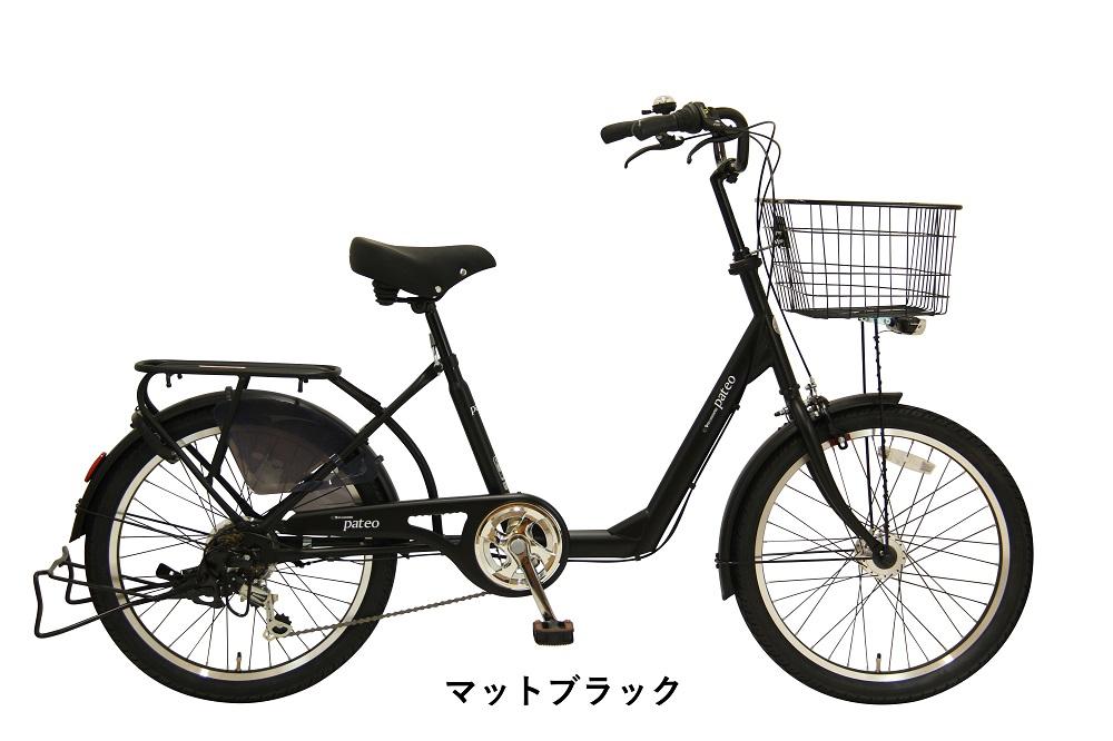 ヱビス自転車　 パテオ 22インチ小径自転車・シマノ製外装6段変速　電動なし（低床式フレーム 極太タイヤ シマノ製ローラーブレーキ 幼児2人同乗認定）【マットブラック】