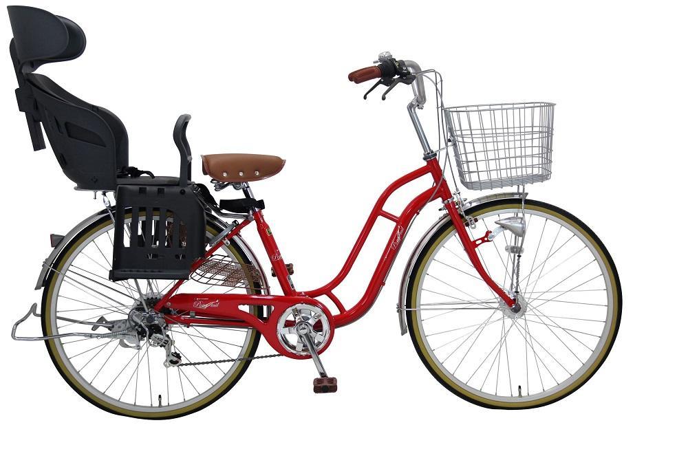 ヱビス自転車 子供乗せ自転車 26インチ ポニーテール266R シマノ製外装6段変速　電動なし（シマノ製ローラーブレーキ LEDオートライト）【本体レッド/子乗せチャコール】