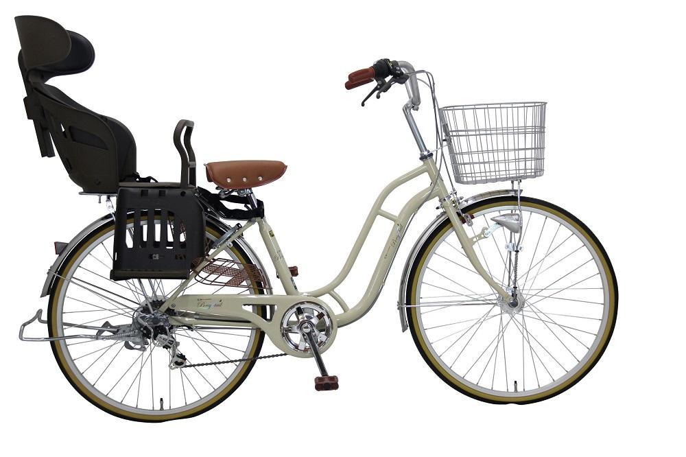 ヱビス自転車 子供乗せ自転車 24インチ ポニーテール246R シマノ製外装6段変速　電動なし（シマノ製ローラーブレーキ LEDオートライト）【本体ミルクコーヒー/子乗せブラウン】