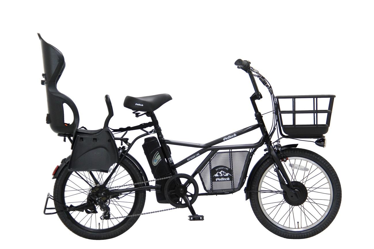 ヱビス自転車 ミニベロカーゴ電動アシスト自転車 GRC-515L-R 20インチ シマノ製外装7段変速【本体：マットブラック×子乗せ：ブラック】