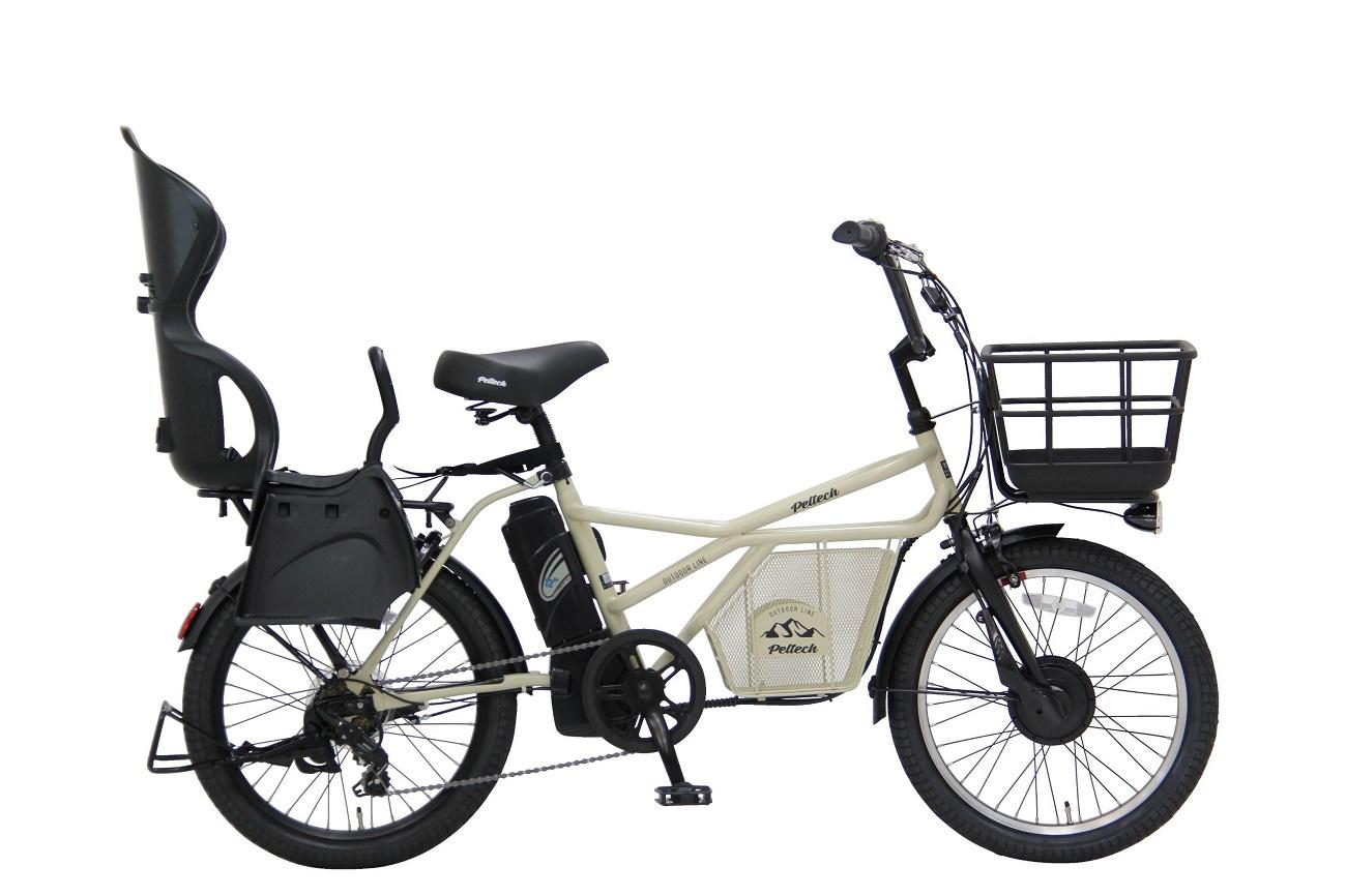 ヱビス自転車 ミニベロカーゴ電動アシスト自転車 GRC-515L-R 20インチ シマノ製外装7段変速【本体：マットベージュ×子乗せ：ブラック】