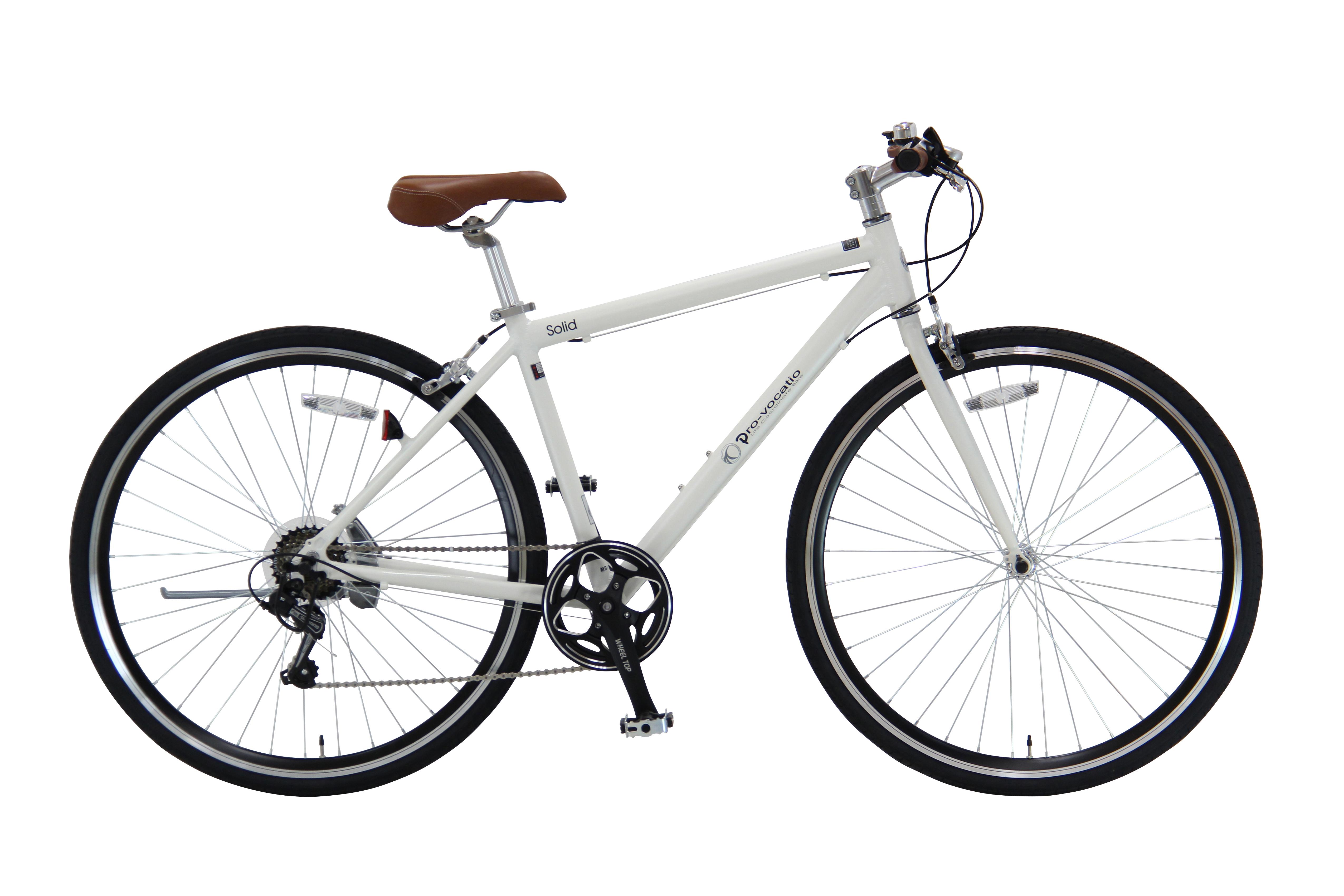 ヱビス自転車 クロスバイク・シマノ製外装7段変速・アルミフレーム・700×32c 軽量 電動なし Solid【マットホワイト】