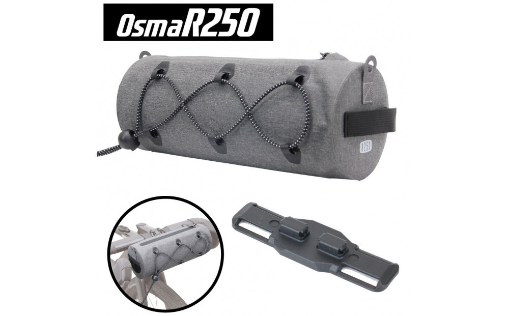 OsmaR250 防水ドラム型フロントバッグ グレー
