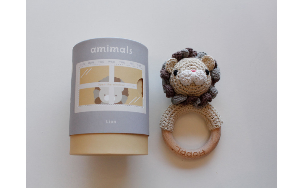 HOPPL（ホップル）手編みamimals（アミマルズ） ガラガラ Lion