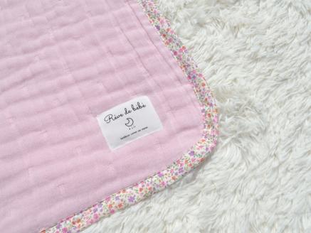 8重ガーゼケット ピンク×花柄 ベビーサイズ｜毛布の町 泉大津市産 gauze-ket [3696]