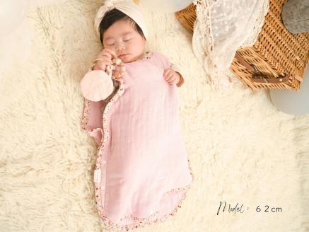 8重ガーゼ 丸型スリーパー (ピンク×花柄) 毛布の町泉大津市産｜綿100% 通気性 保温性 ふんわり 心地よい素材 年中使える [4251]