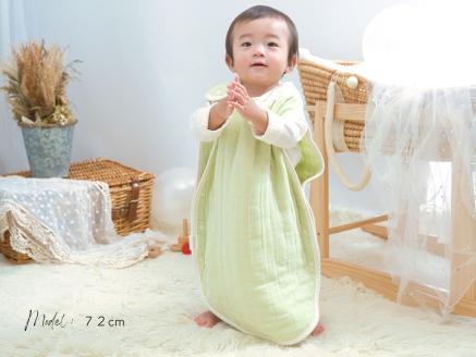 8重ガーゼ 丸型スリーパー (アップルグリーン×ホワイト) 毛布の町泉大津市産｜綿100% 通気性 保温性 ふんわり 心地よい素材 年中使える [4255]