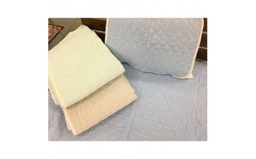 綿100%ワッフル敷パッド ダブル グリーン [0506]