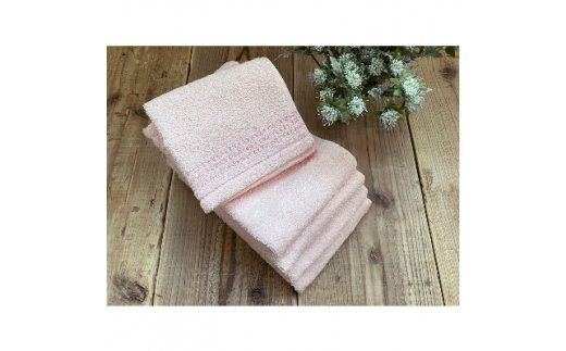 オーガニックコットン フェイスタオル 5枚組 ピンク 約34×80cm通常サイズ [0556]