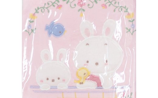 ベビー用 綿毛布 親子ウサギ 85×115cm ピンク 1枚 2110 [1926]