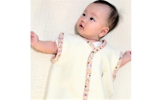 綿毛布スリーパー (Mサイズ) 2way仕様で暖か アイボリー×花柄 毛布の町 (泉大津産)｜ 贈答品 ギフト 誕生日プレゼント 贈り物 クリスマス ベビー キッズ sleeper-s [2441]