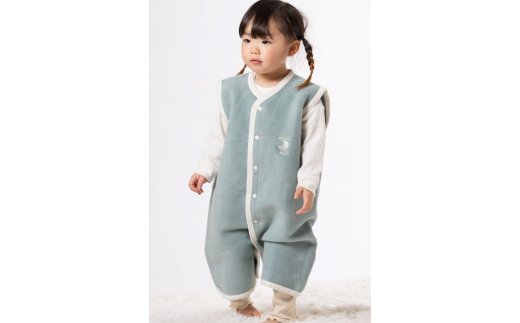 綿毛布 スリーパー (Lサイズ) 2way仕様で暖か アッシュグリーン×ホワイト 毛布の町 (泉大津産)｜ 毛布 着る毛布 赤ちゃん ベビー 子供用 保湿性 通気性 睡眠 洗える 洗濯可能 贈答品 ギフト 誕生日プレゼント 贈り物 クリスマス キッズ sleeper-s [2444]