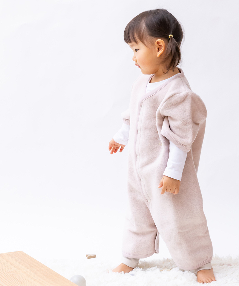 綿毛布 半袖スリーパー (Lサイズ) 2way仕様で暖か、ベージュピンク 毛布の町（泉大津産）｜毛布 天然素材 綿 100% コットン cotton あったか 子供 ベビー ベージュ ピンク 贈答品 ギフト 誕生日 プレゼント 贈り物 クリスマス 大阪 泉大津 sleeper-hs [2454]