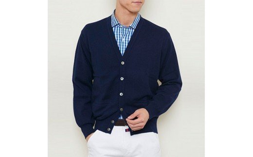 日本製 カシミヤ100% カーディガン ネイビー 2Lサイズ [2525]