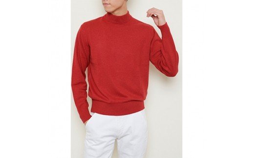 日本製 カシミヤ100% ハイネック 赤 Sサイズ [2536]