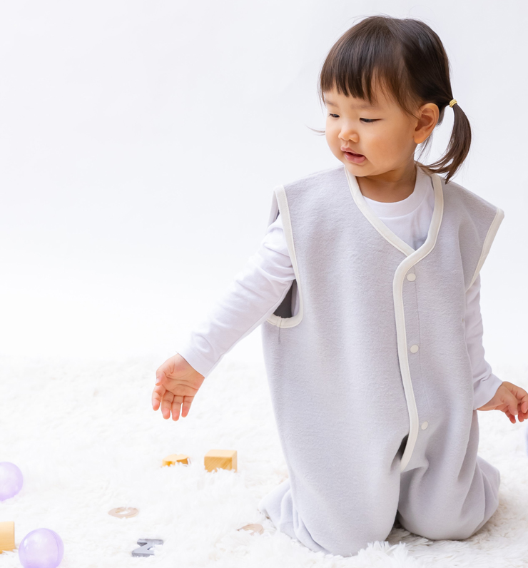 綿毛布スリーパー 2way仕様で暖か(Lサイズ) スカイグレー×ホワイト 毛布の町(泉大津産) sleeper-s [3014]