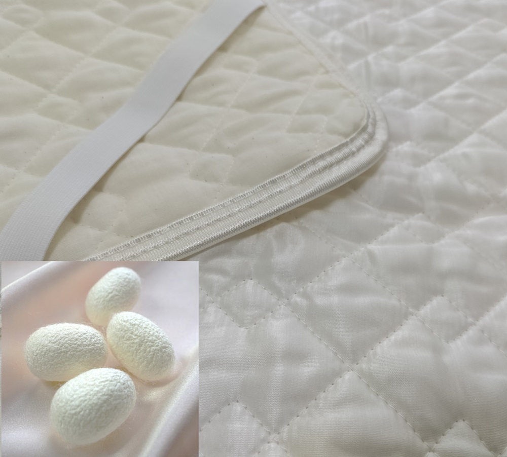 朱子織シルクサテン生地を使った シルク敷パッド シングル ホワイト 1枚 SCC-1020S [3224]