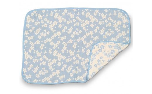 コットン ジャカード織 五重ガーゼハーフケット 約100×140cm ブルー色 FNG-008 [3240]