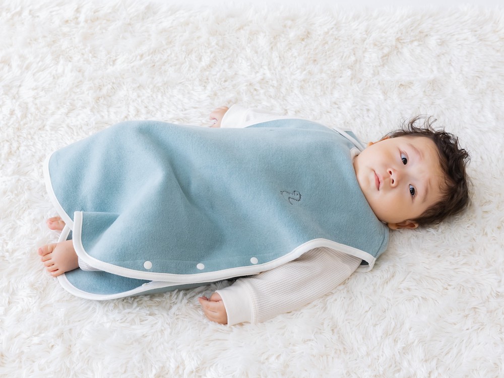 名入れ可 綿毛布スリーパー (丸型) アッシュグリーン×恐竜 毛布の町泉大津市産 sleeper-maru [3344]