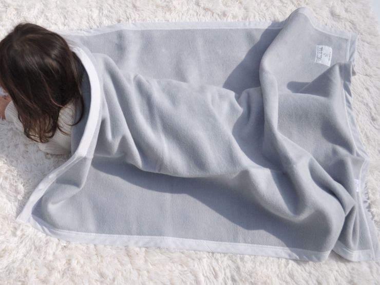 名入れ可 綿100% ベビー毛布(ダークグレー／ストライプ) 85×115cm 毛布の町(泉大津市産) N-MM400 [3356]