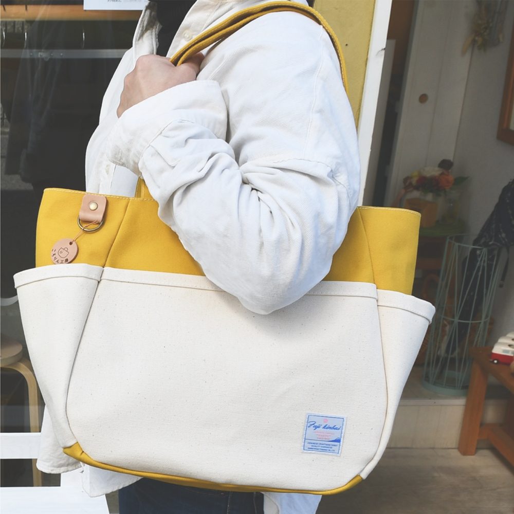 【ころりん工房】ふとっちょころりん／黄色／富士金梅 8号帆布バッグ [3374]