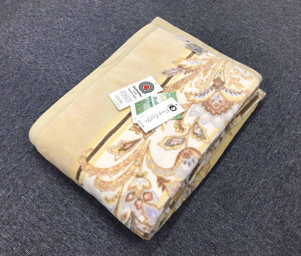 泉大津市産 丸洗いOK マイヤー綿毛布 (ニューマイヤー毛布) シングル (ベージュ) 1枚 81715 BE [3624]