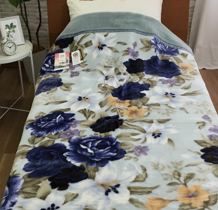 C.R.P加工毛布 マイヤー毛布 シングル ブルー 1枚 (合わせ毛布)24401BL｜マイナスイオン 快眠 快適 睡眠 洗える 洗濯可能 [3787]