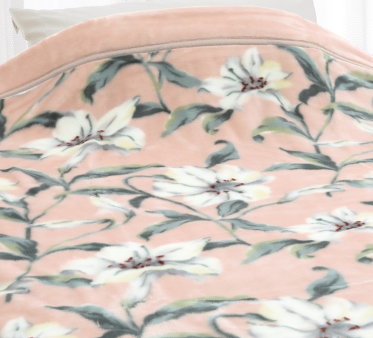 ROMANCE セオラ柄 マイヤー毛布 ピンク シングル 66308810｜花柄 ユリ柄 あったか アクリル 毛布 洗濯可 [4374]