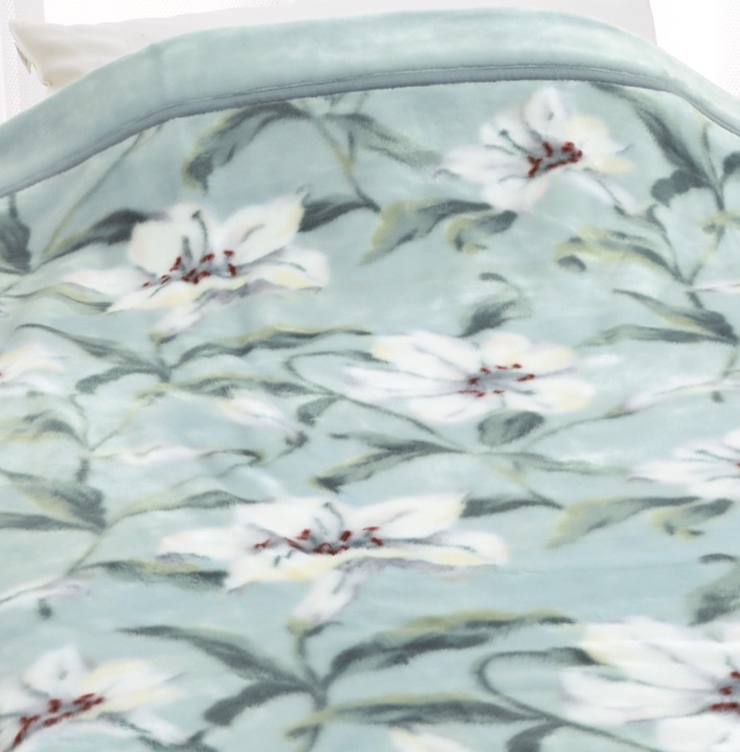 ROMANCE セオラ柄 マイヤー毛布 ブルー シングル 66308810｜花柄 ユリ柄 あったか アクリル 毛布 洗濯可 [4375]