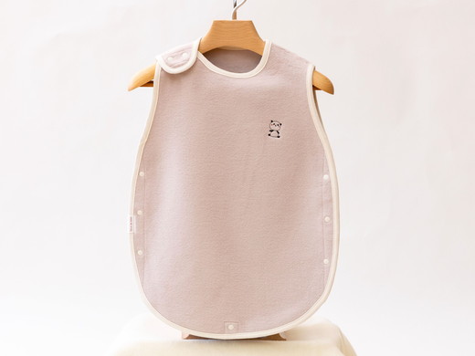 綿毛布スリーパー(丸型) ベージュピンク×パンダ　毛布の町泉大津市産　綿100%