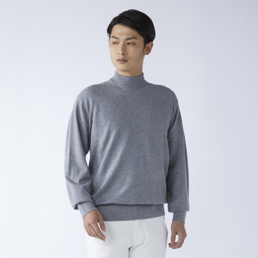 日本製 カシミヤ100% ハイネック ライトグレー Sサイズ