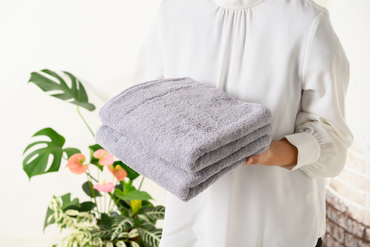 ジャストフィットバスタオル2枚組ブルーグレー