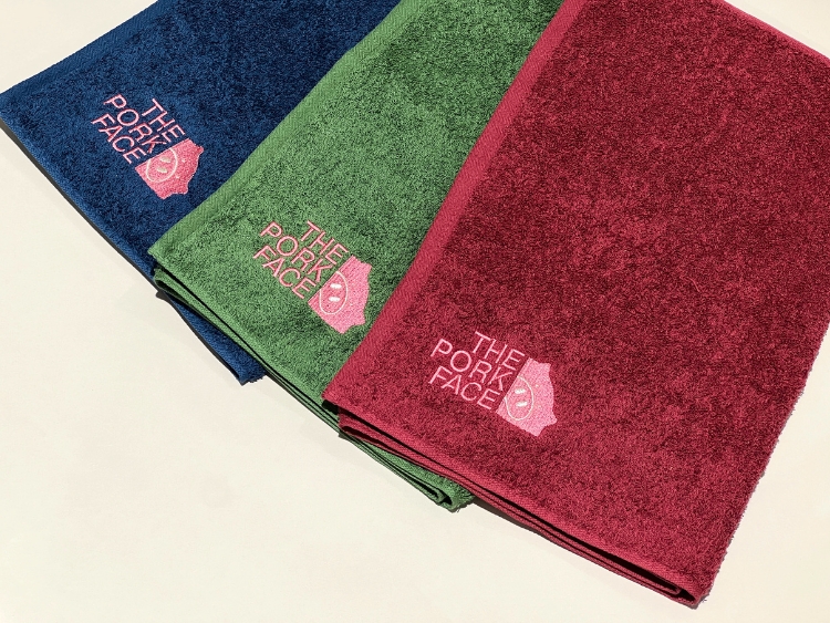 ポークフェイスの刺繍入り泉州タオル 3枚セット ※離島への配送不可