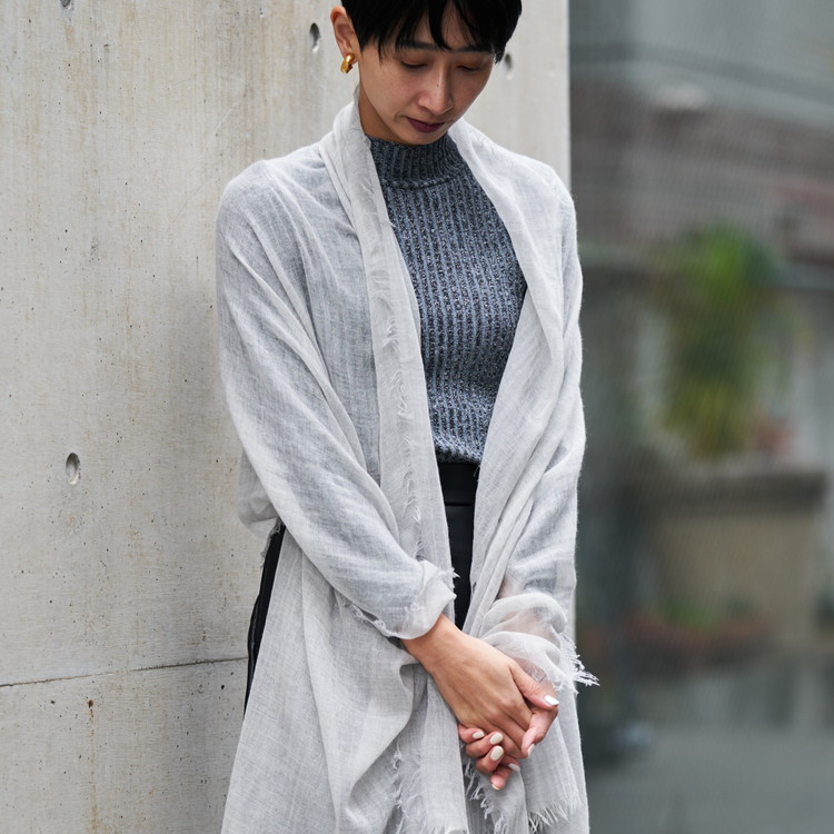 カシミヤストール(公式WEBショップ・ふるさと納税限定商品) 定番サイズ ライトグレー [4011]